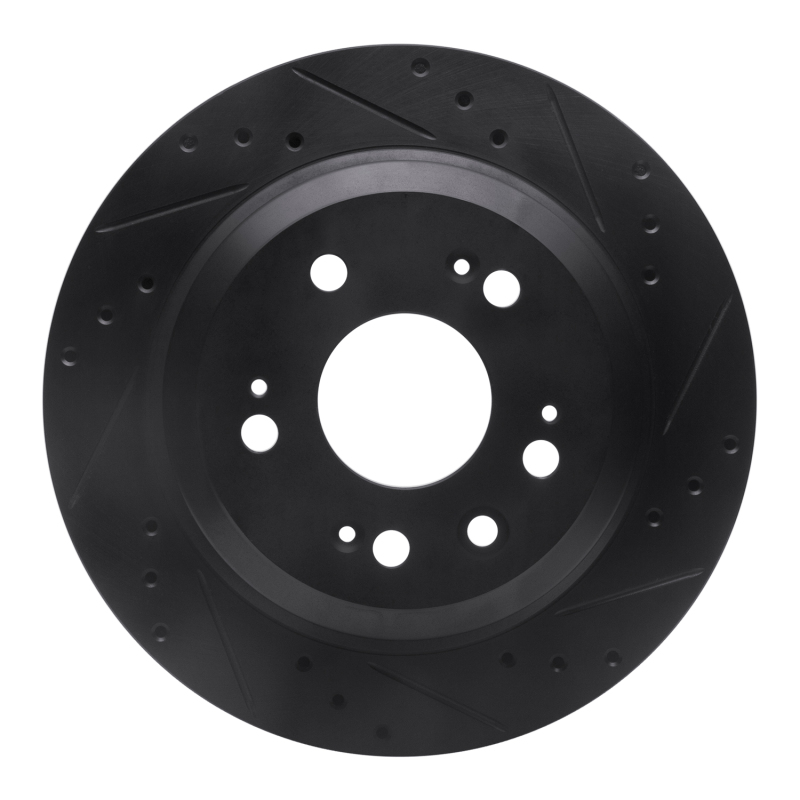 Acura RL Brake Rotor (1) - Rear Right - R1 Concepts - Drilled & Slotted - Black - `05-`12